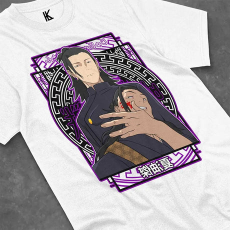 Here at Everythinganimee we have the best anime shirts in the world.
Step into the world of Jujutsu Kaisen with this captivating Suguru Geto tee. Highlighting the cunning and enigmatic sorcerer, this design captures his intense presence and power.