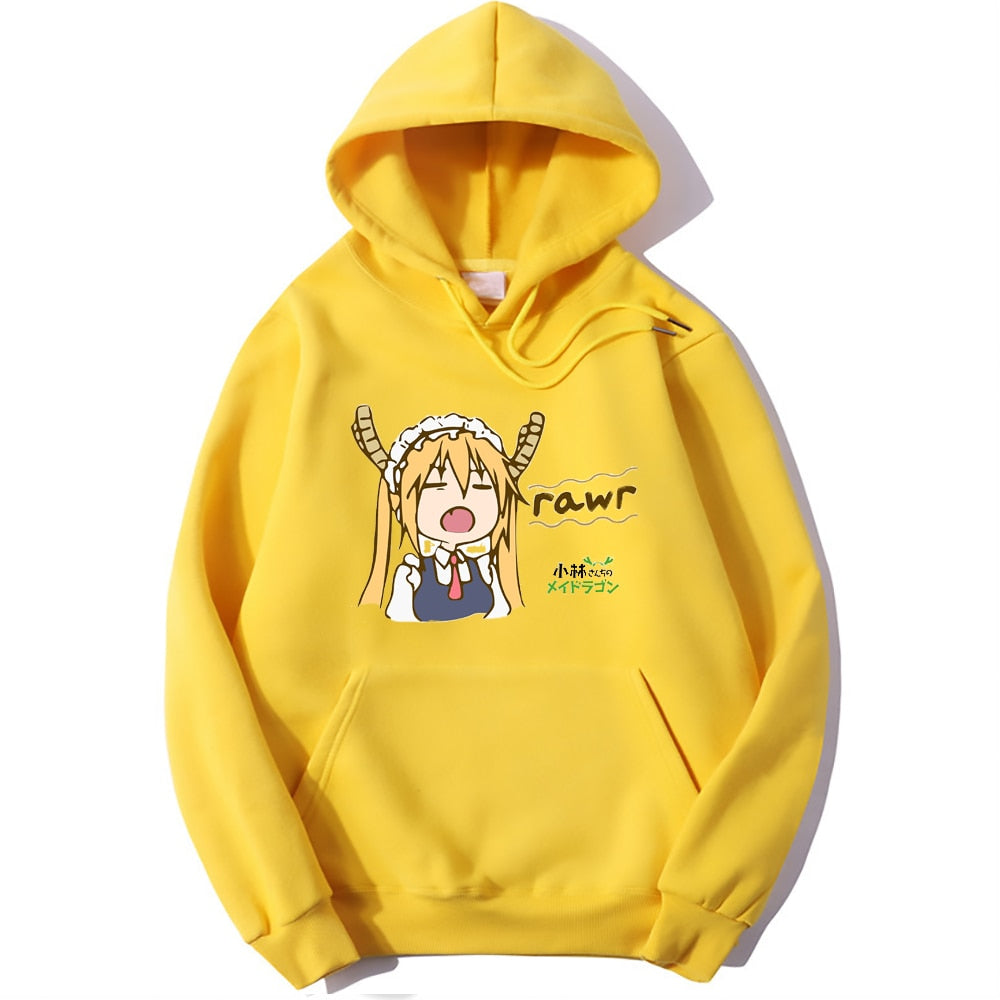 This hoodie captures the magic of Tohru. If you're looking for more Miss Kobayashi's merch, we have it all! Check out our anime merch now—free shipping!