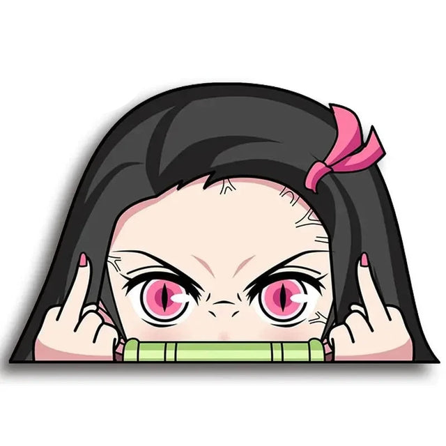 Here at Everythinganimee we only have the best shirts in the world! Unleash your inner demon with this fierce Nezuko Kamado sticker, capturing her fiery attitude in a bold and rebellious pose. Perfect for true Demon Slayer fans, this high-quality sticker stands out with vivid colors and intricate details,