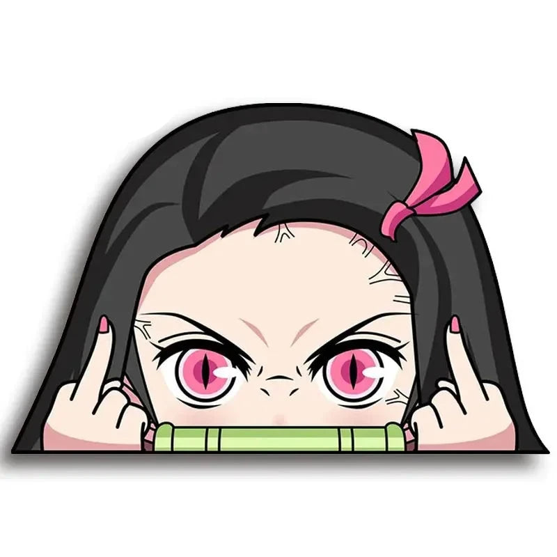 Here at Everythinganimee we only have the best shirts in the world! Unleash your inner demon with this fierce Nezuko Kamado sticker, capturing her fiery attitude in a bold and rebellious pose. Perfect for true Demon Slayer fans, this high-quality sticker stands out with vivid colors and intricate details,