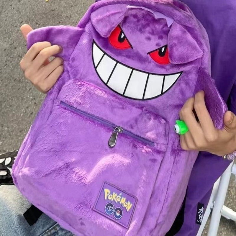 Pokemon Gengar Backpack Men Women Mobile Coin Purse Children Toy Plush doll Christmas Birthday Present Phone Key Storage Bag, everythinganimee