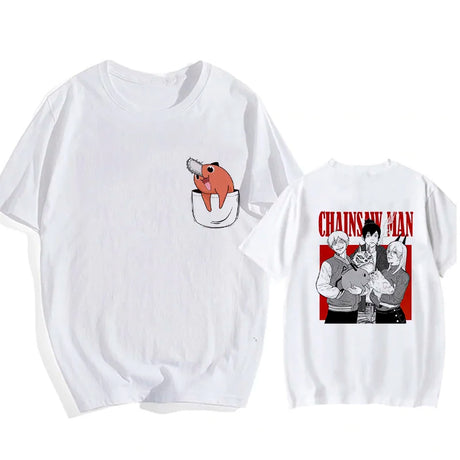 Here at Everythinganimee we only have the best shirts in the world! Unleash your inner cuteness with the Chainsaw Man Tee, featuring an iconic, vibrant design from Chainsaw Man that anime fans will instantly recognize.