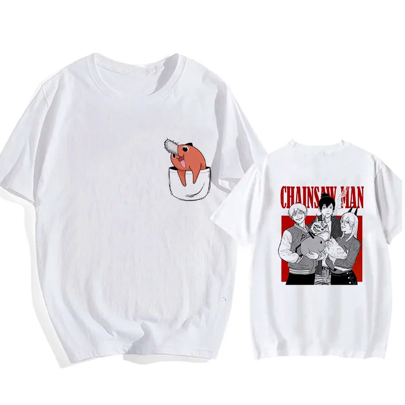Here at Everythinganimee we only have the best shirts in the world! Unleash your inner cuteness with the Chainsaw Man Tee, featuring an iconic, vibrant design from Chainsaw Man that anime fans will instantly recognize.