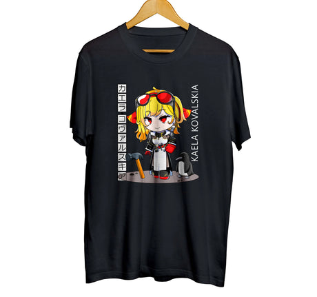 Here at Everythinganimee we have the best anime shirts in the world.
Embrace the cuteness overload with this adorable Chibi Kaela Kovaliskia tee! Featuring a charming chibi design of Kaela alongside her trusty hammer and penguin companion, this shirt is perfect for fans who adore the iconic character.