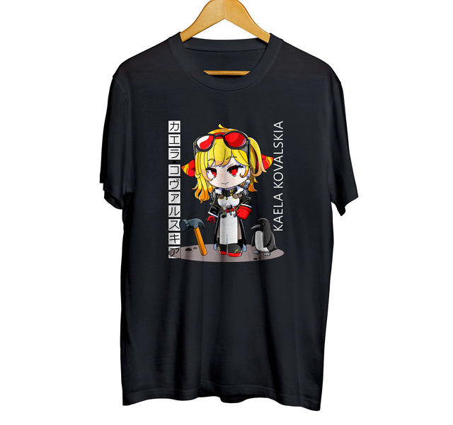 Here at Everythinganimee we have the best anime shirts in the world.
Embrace the cuteness overload with this adorable Chibi Kaela Kovaliskia tee! Featuring a charming chibi design of Kaela alongside her trusty hammer and penguin companion, this shirt is perfect for fans who adore the iconic character.