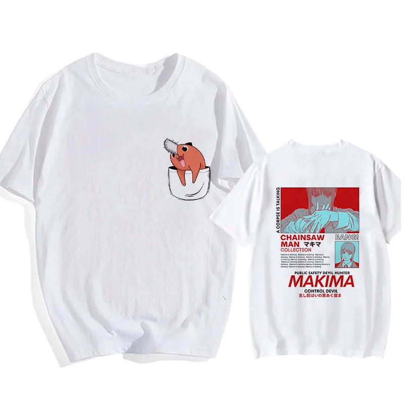 Here at Everythinganimee we only have the best shirts in the world! Unleash your inner cuteness with the Chainsaw Man Tee, featuring an iconic, vibrant design from Chainsaw Man that anime fans will instantly recognize.