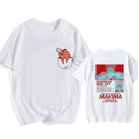 Here at Everythinganimee we only have the best shirts in the world! Unleash your inner cuteness with the Chainsaw Man Tee, featuring an iconic, vibrant design from Chainsaw Man that anime fans will instantly recognize.