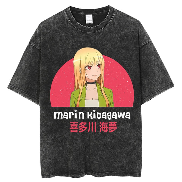 Anime My Dress Up Darling Harajuku T Shirt Men Hip Hop Vintage Washed 100% Cotton Streetwear Short Sleeve Graphic Unisex T-Shirt, everythinganimee