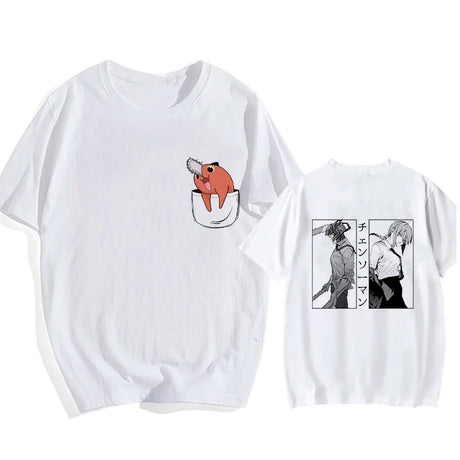 Here at Everythinganimee we only have the best shirts in the world! Unleash your inner cuteness with the Chainsaw Man Tee, featuring an iconic, vibrant design from Chainsaw Man that anime fans will instantly recognize.