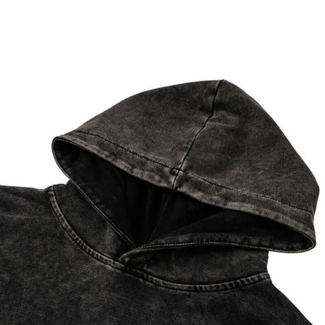 Overlord Washed Black Streetwear Cotton Vintage Hoodie