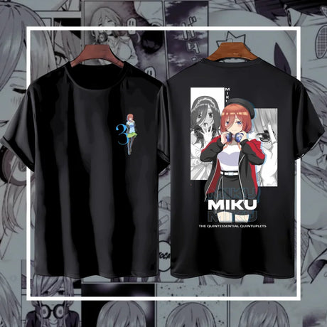 Here at Everythinganimee we have only the best anime merch! Free Global Shipping.
Step into the charming world of "The Quintessential Quintuplets" with this Miku Nakano T-Shirt. Crafted from high-quality fabric, this tee offers both comfort and style for everyday wear.