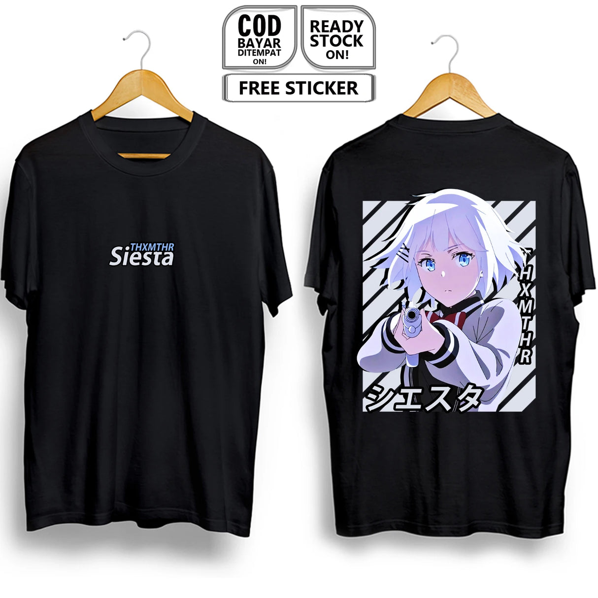 Here at Everythinganimee we have the best anime shirts in the world.
Channel your inner detective with the bold Siesta from Tantei! Featuring a striking design of Siesta with her iconic weapon in hand, this tee is the perfect fit for fans of mystery and action.