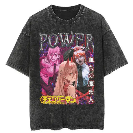 Here at Everythinganimee we have the best anime shirts in the world. 
Embrace the chaotic energy of Chainsaw Man's Power with the Power Unleashed Tee.