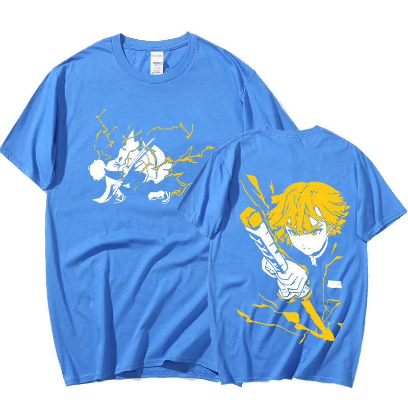 This shirt captures the magic of Zenitsu. If you're looking for more Demon Slayer merch, we have it all! Check out our anime merch now—free shipping!