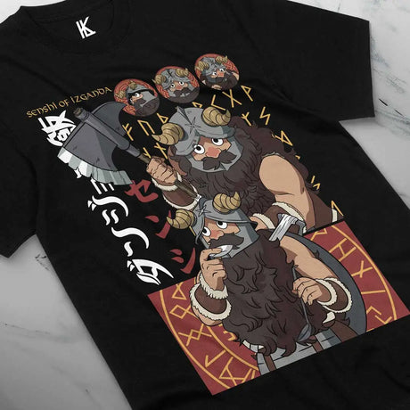 Here at Everythinganimee we only have the best shirts in the world! Unleash your inner adventurer with this Senshi Warrior Tee inspired by Delicious in the Dungeon. This shirt captures the mighty Senshi in all his rugged glory, decked in his iconic Viking-like armor, ready for battle with his trusty axe.