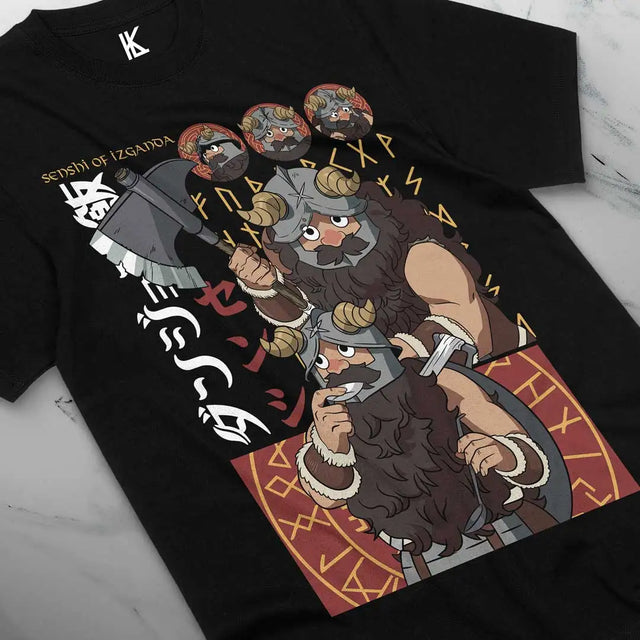Here at Everythinganimee we only have the best shirts in the world! Unleash your inner adventurer with this Senshi Warrior Tee inspired by Delicious in the Dungeon. This shirt captures the mighty Senshi in all his rugged glory, decked in his iconic Viking-like armor, ready for battle with his trusty axe.