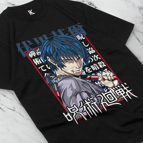 Immerse yourself in this striking Fushiguro Tee, perfect for anime fans. Looking for more Jujutsu Kaisen merch? Explore our full collection of anime merch now!