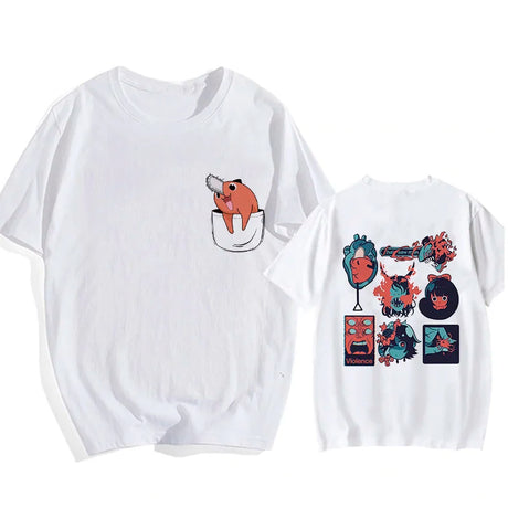 Here at Everythinganimee we only have the best shirts in the world! Unleash your inner cuteness with the Chainsaw Man Tee, featuring an iconic, vibrant design from Chainsaw Man that anime fans will instantly recognize.