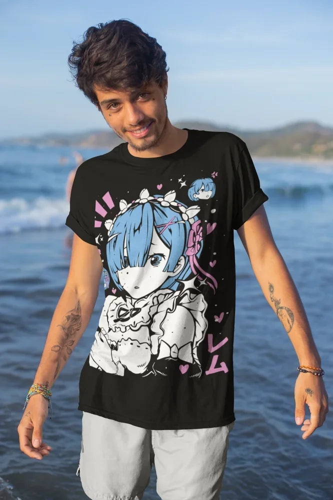 This tee captures the magic of Rem. If you're looking for more Re:Zero merch, we have it all! Check out our anime merch now—free shipping!