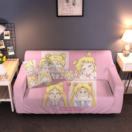 Kawaii Sailor Moon Sumikkogurashis Anime Cartoon All-inclusive Slipcovers Stretch Sofa Covers 1/2/3/4-seat Couch Chair Cover, everythinganimee