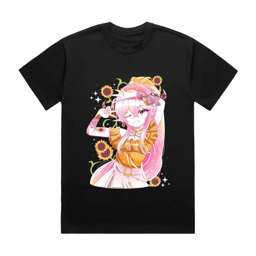 Here at Everythinganimee we have the best anime shirts in the world.
Step into a world of sunshine and magic with the Fey'ri Sunflower Charm Tee from Togichuu. Featuring the enchanting Fey'ri in a vibrant sunflower-inspired design, this tee brings together playful charm and radiant style.