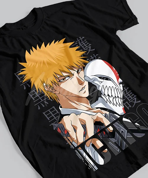 Here at Everythinganimee we only have the best shirts in the world! Unleash your inner Shinigami with the Ichigo Hollow Form Tee, featuring the powerful and iconic Ichigo Kurosaki from Bleach. This striking design captures Ichigo in his fierce Hollow form,