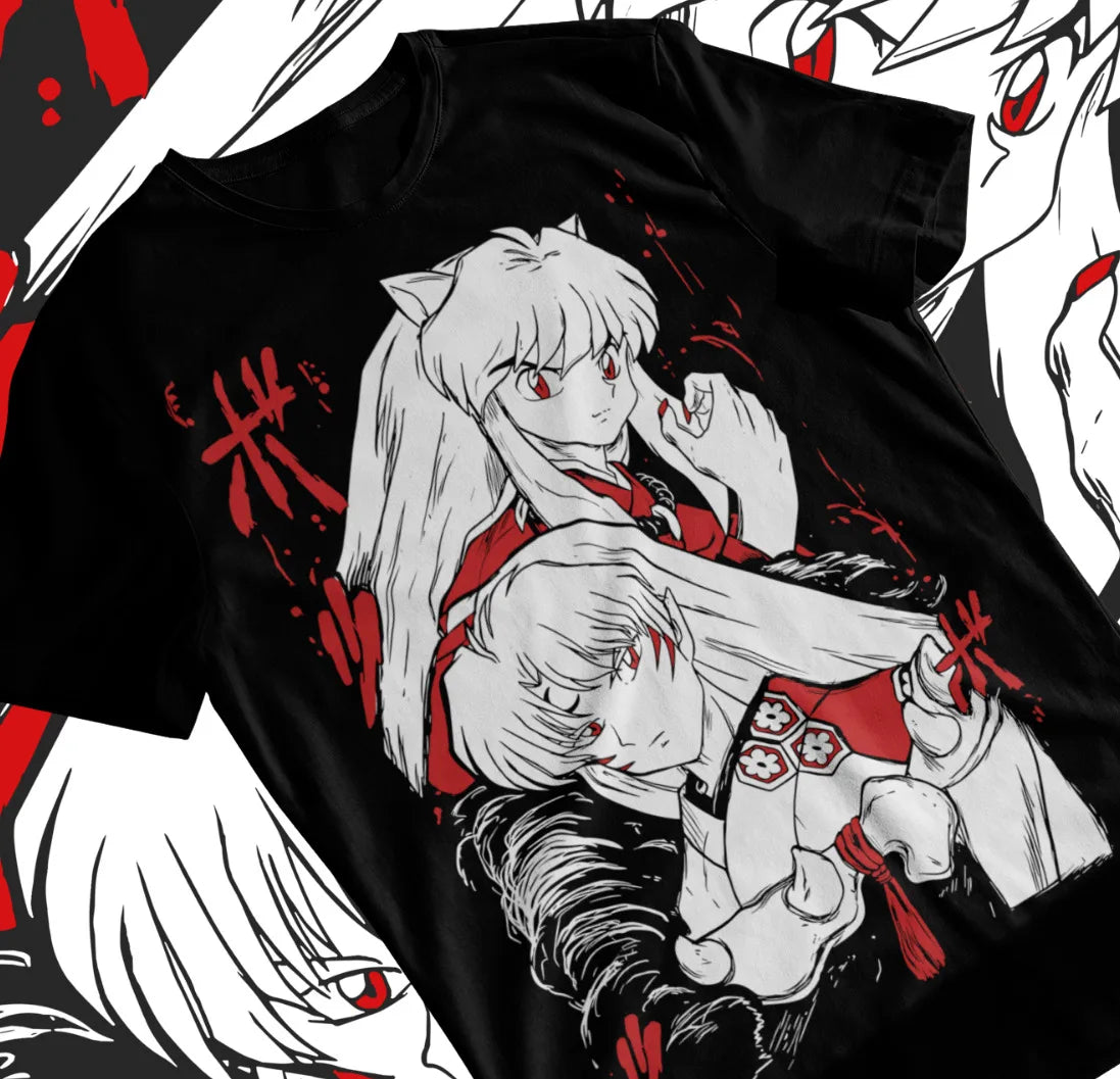 Here at Everythinganimee we only have the best shirts in the world! Unleash the power struggle between the iconic half-demon brothers, Sesshomaru and Inuyasha, with this bold and striking tee. Featuring a dynamic design that captures their fierce rivalry and distinct personalities,