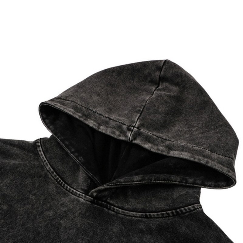 Mob Psycho 100 Washed Black Streetwear Cotton Vintage Hoodie