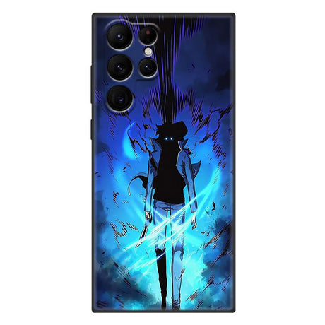 Anime Solo Leveling Phone Case For Samsung Galaxy S23 S22 S21 Ultra S20 FE 5G S10E S10 Lite S9 S8 Plus S7 Edge Black Cover, everythinganimee