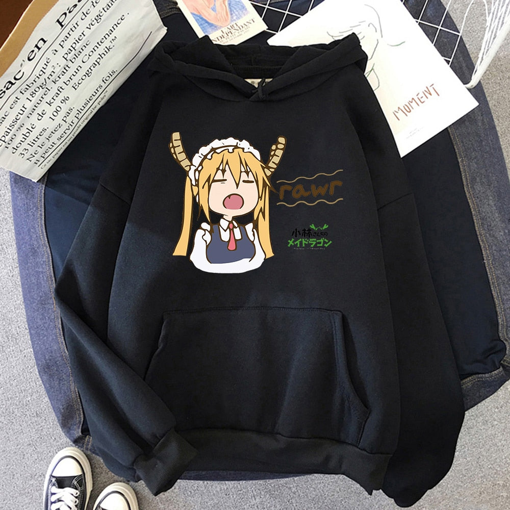 This hoodie captures the magic of Tohru. If you're looking for more Miss Kobayashi's merch, we have it all! Check out our anime merch now—free shipping!