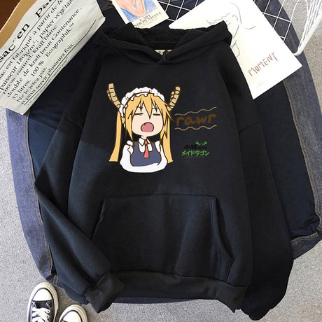 This hoodie captures the magic of Tohru. If you're looking for more Miss Kobayashi's merch, we have it all! Check out our anime merch now—free shipping!