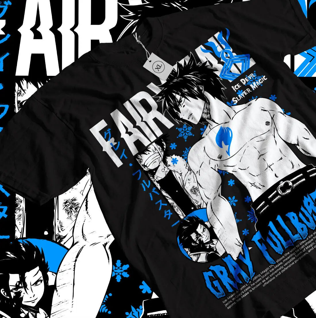 Here at Everythinganimee we have the best anime shirts in the world. 
Showcase your love for Fairy Tail and its iconic ice mage with this bold Gray Fullbuster tee.