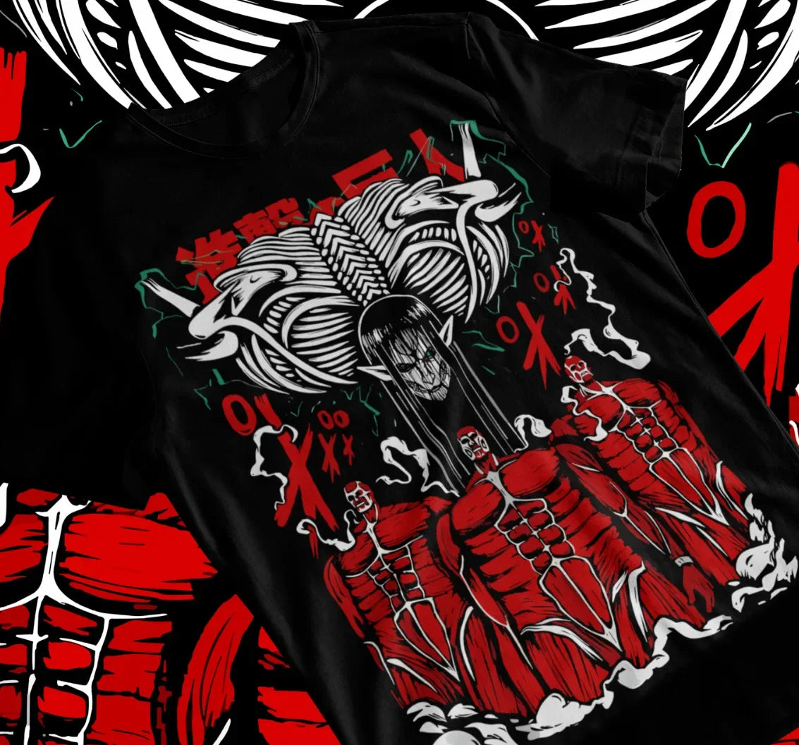 Here at Everythinganimee we have only the best anime merch! Free Global Shipping.
Unleash the power of the Rumbling with this striking Attack on Titan Eren Rumbling T-Shirt.
