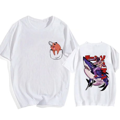 Here at Everythinganimee we only have the best shirts in the world! Unleash your inner cuteness with the Chainsaw Man Tee, featuring an iconic, vibrant design from Chainsaw Man that anime fans will instantly recognize.