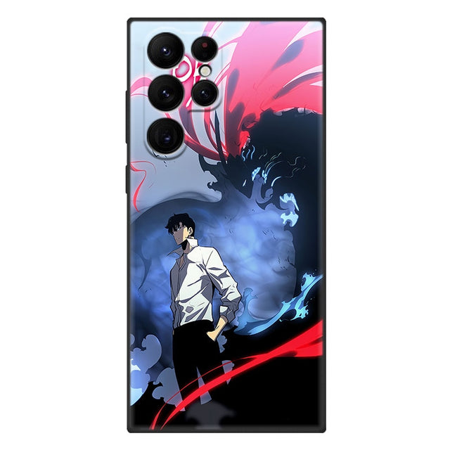 Anime Solo Leveling Phone Case For Samsung Galaxy S23 S22 S21 Ultra S20 FE 5G S10E S10 Lite S9 S8 Plus S7 Edge Black Cover, everythinganimee