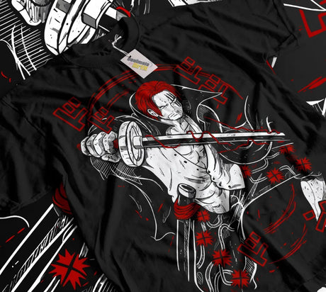Here at Everythinganimee we have only the best anime merch! Free Global Shipping.
Set sail with the legendary Red-Haired Shanks in this vintage-style One Piece t-shirt!