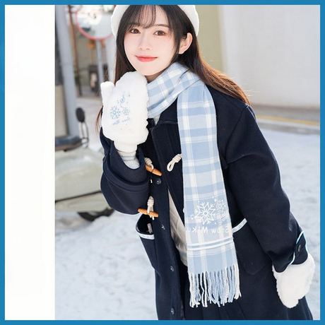Anime Snow Miku Scarf Rin Len Vocaloid Cosplay Winter Men Women Plaid Scarf Student Warm Scarves Japanese Costume Accessories, everythinganimee