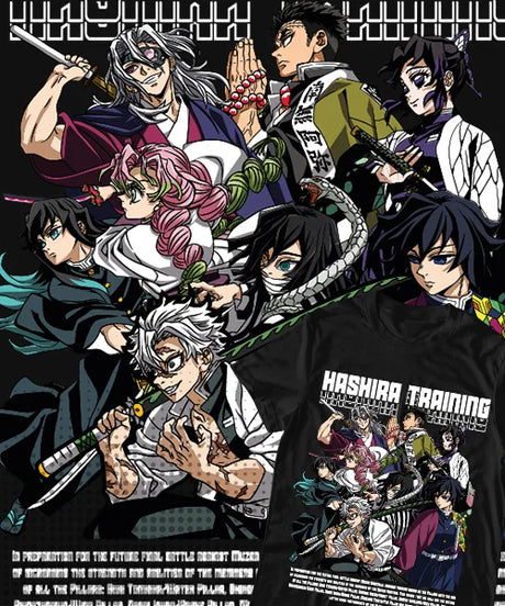 Here at Everythinganimee we only have the best shirts in the world! Step into the world of Demon Slayer with this dynamic tee featuring the elite Hashira squad. Showcasing all the powerful Pillars in their iconic stances, this shirt is a must-have for every fan.