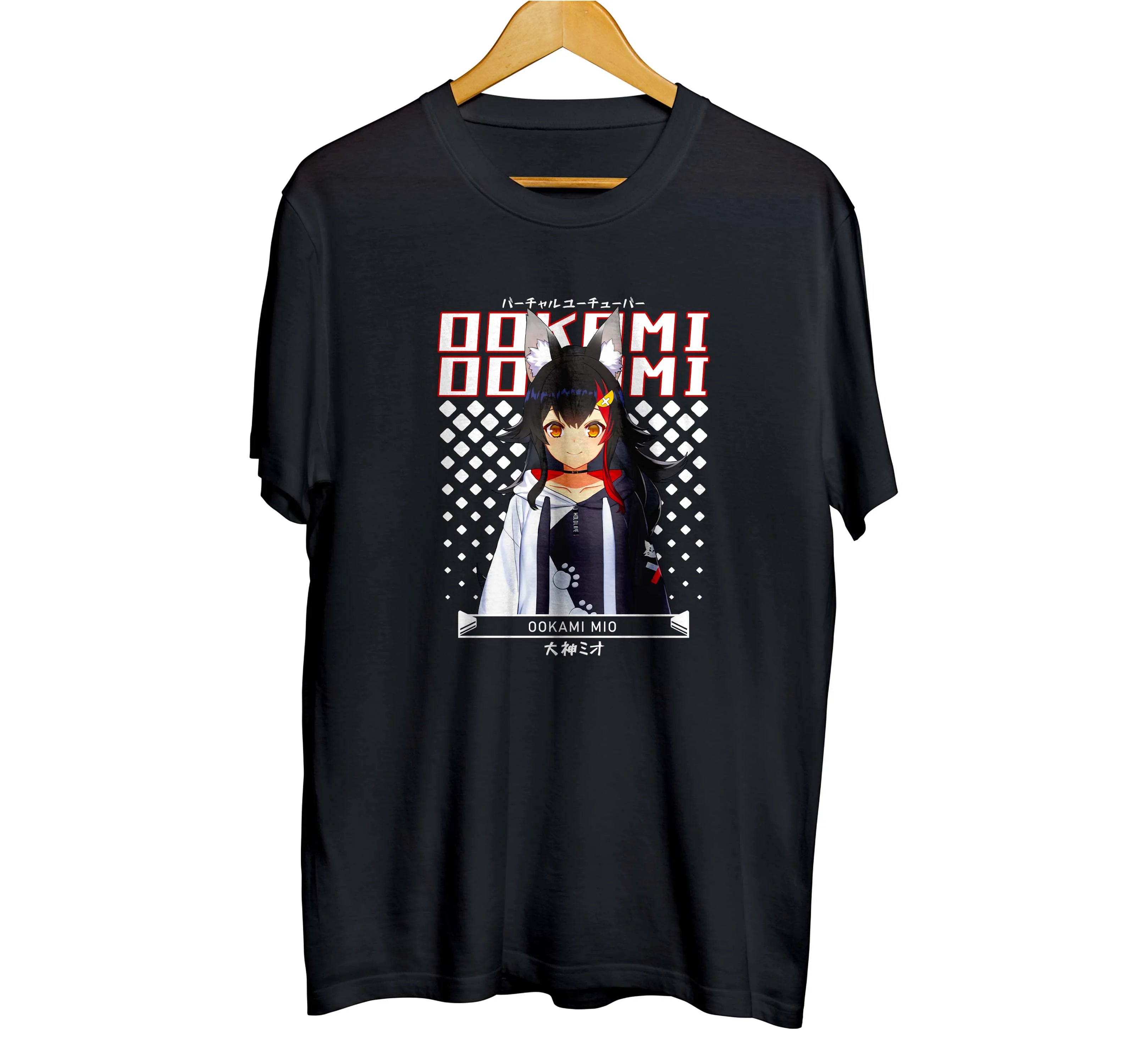 Here at Everythinganimee we have the best anime shirts in the world.
Unleash your inner wolf with this dynamic Ookami Mio tee. Featuring the fan-favorite virtual YouTuber, this shirt brings her fierce energy and charm to life with bold colors and sharp details.
