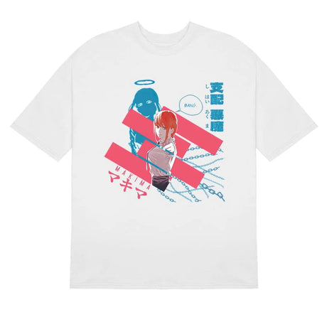 Here at Everythinganimee we have the best anime shirts in the world.
Embrace the power of Makima from Chainsaw Man with this bold and striking tee. Featuring a dynamic design of the mysterious Makima, this shirt is a must-have for fans of the anime.
