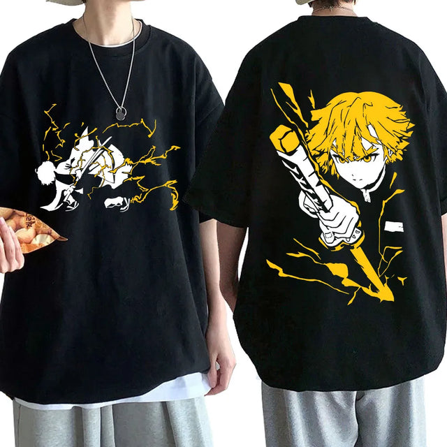 This shirt captures the magic of Zenitsu. If you're looking for more Demon Slayer merch, we have it all! Check out our anime merch now—free shipping!
