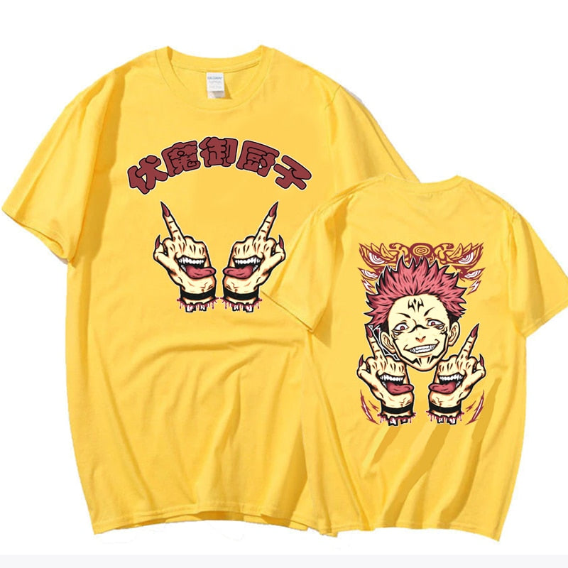 This tees captures the magic of Ryomen Sukuna. If you're looking for more Jujutsu Kaisen merch, we have it all! Check out our anime merch now—free shipping!