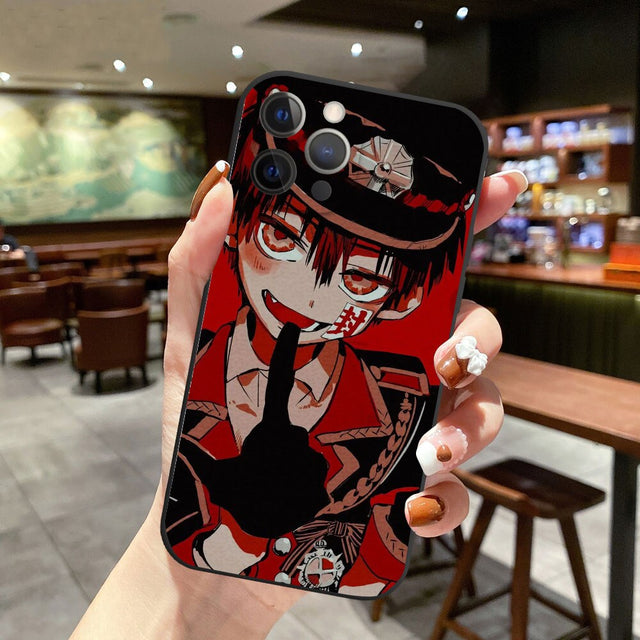 Jibaku Shounen Hanako Kun Toilet-bound Hanako-Kun black Silicone Phone Case For iPhone 13 11 Pro 12 Mini MAX 6 7 8 Plus XS Cover, EVERYTHINGANIMEE