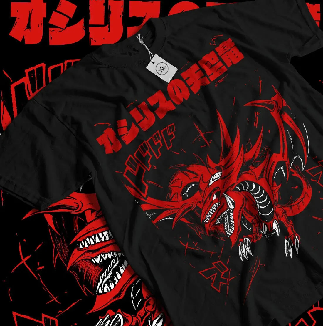 Here at Everythinganimee we only have the best shirts in the world! Unleash the power of the gods with the Slifer the Sky Dragon Tee, featuring the legendary Egyptian God Card from Yu-Gi-Oh. This epic design captures Slifer in all its fearsome glory, with vivid red and black artwork that highlights its menacing presence and unstoppable might.