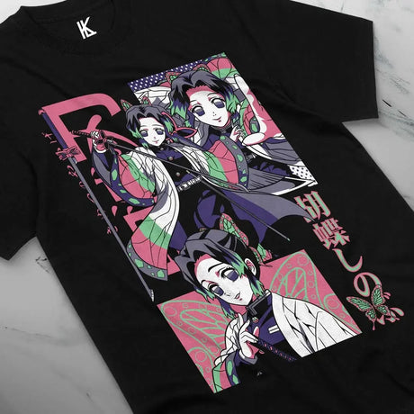 Here at Everythinganimee we have the best anime shirts in the world.
Embrace the elegance and strength of the Butterfly Hashira with this Shinobu Butterfly Tee, featuring the graceful and lethal Shinobu Kocho from Demon Slayer.