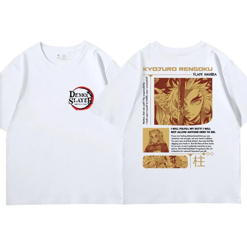 This shirt captures the magic of Kyojuro Rengoku. If you're looking for more Demon Slayer merch, we have it all! Check out our anime merch now—free shipping!