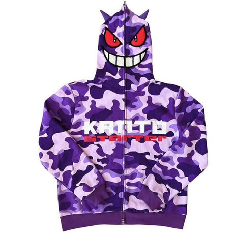 Pokemen Gengar Men Sweatshirt Y2k Demon Letter Print Hoodie Vintage Oversized Zipper Jacket High Quality Harajuku Hoodies Women, everythinganimee