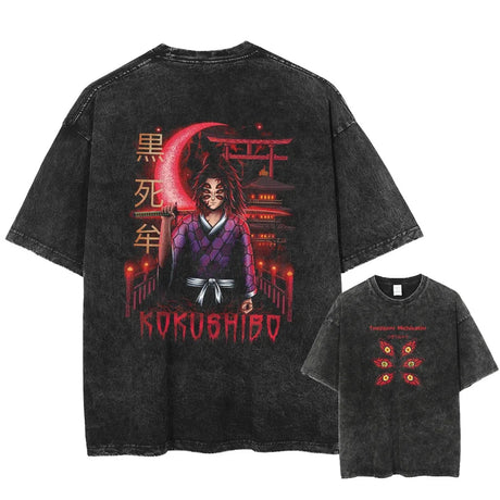Here at Everythinganimee we have the best anime shirts in the world. 
Step into the dark side of Demon Slayer with the Kokushibo Shadow Tee.
