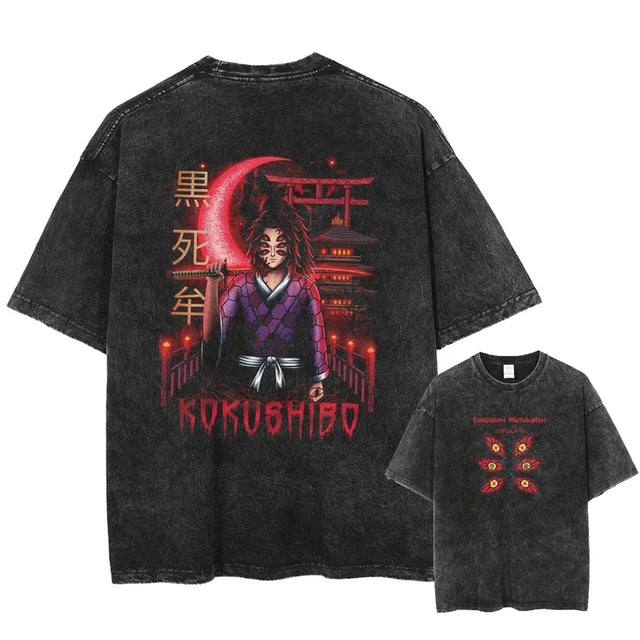 Here at Everythinganimee we have the best anime shirts in the world. 
Step into the dark side of Demon Slayer with the Kokushibo Shadow Tee.