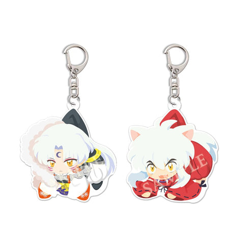 6cm Cartoon Anime Inuyasha Figure Keychain Sesshoumaru Q Version Acrylic Ornaments Car Key Chain Fans Collection Gifts for Kids, everythinganimee